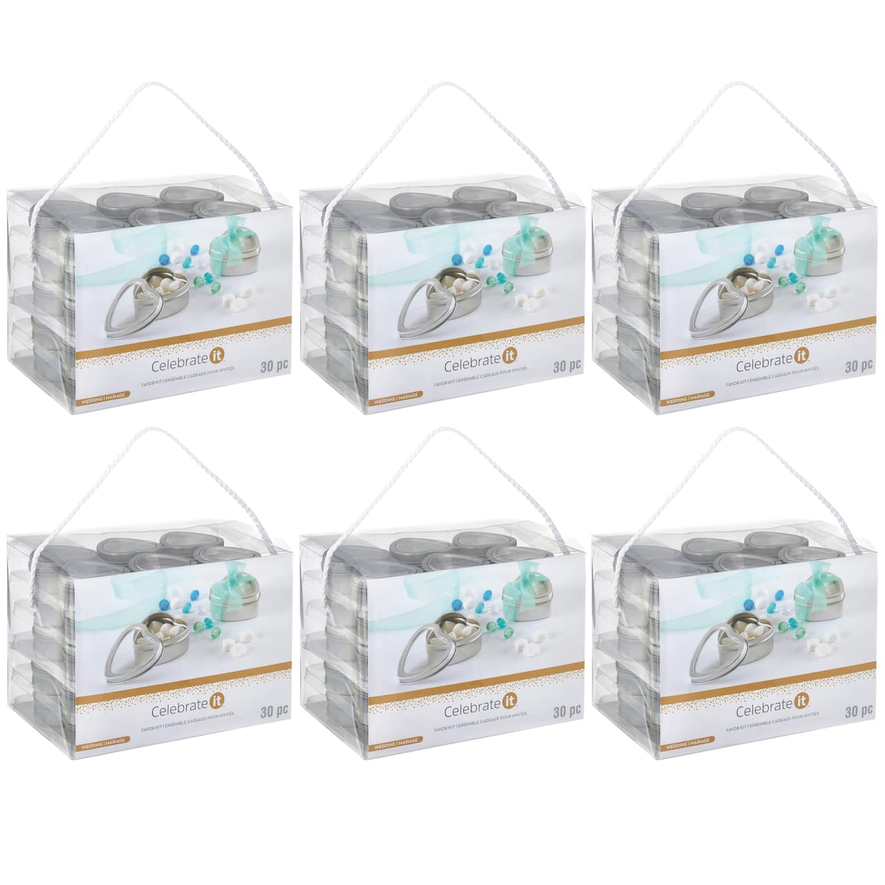 6 Packs: 30 ct. (180 total) Occasions Tin Heart-Shaped Favor Boxes by Celebrate It™